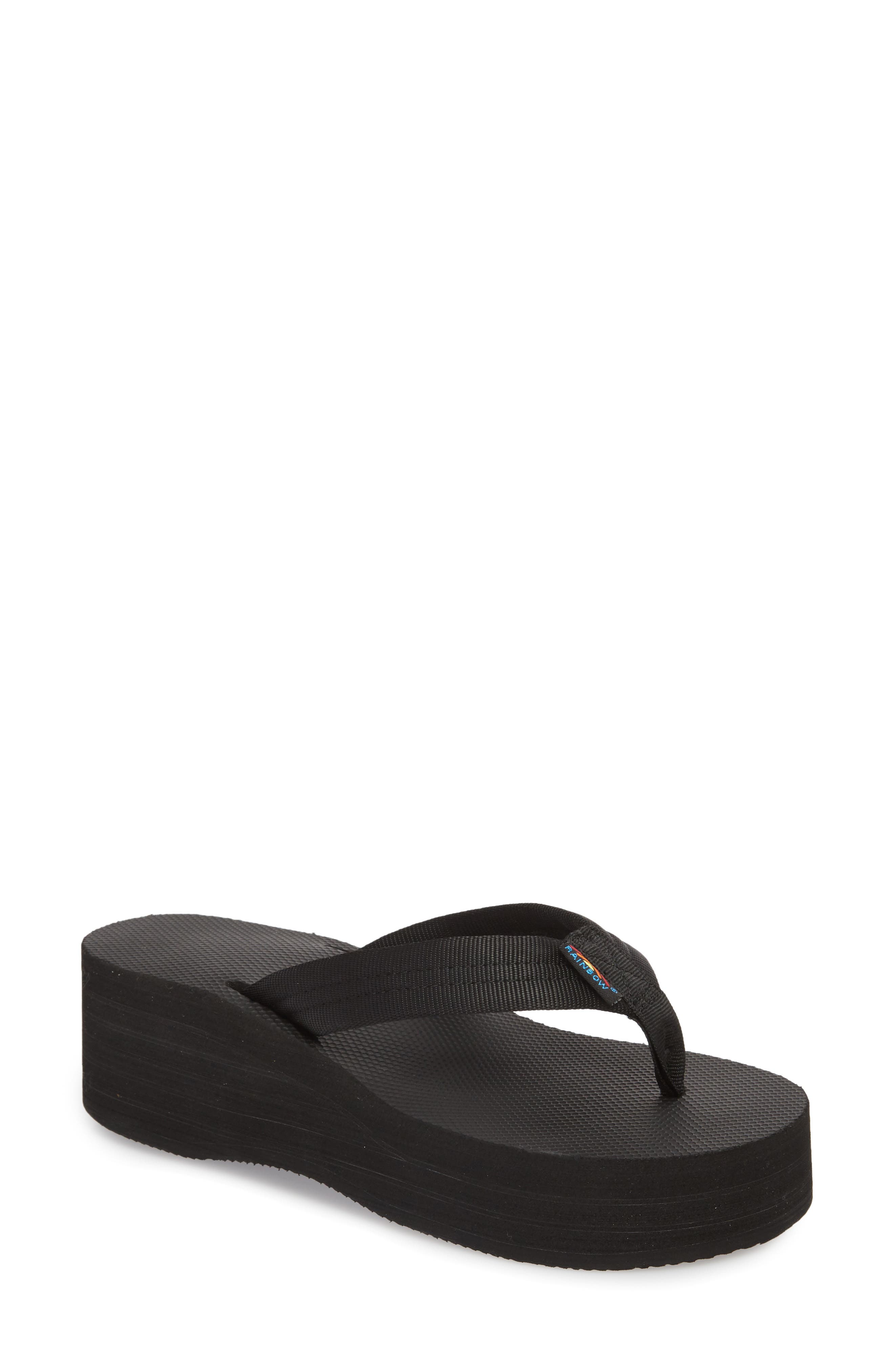 rainbow wedge flip flops