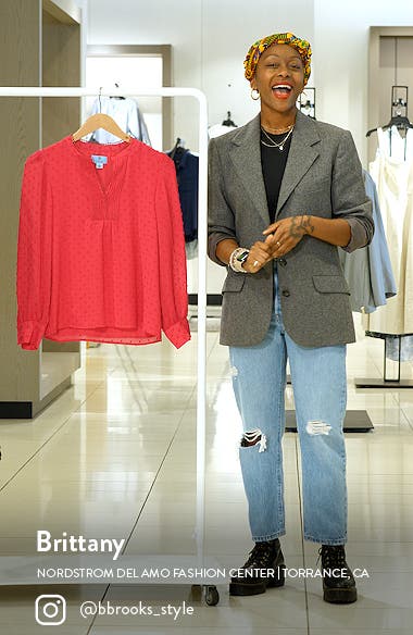 CeCe Clip Dot Long Sleeve Blouse 