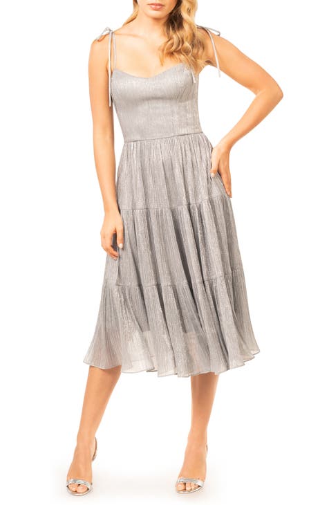 Dream Metallic Tiered Midi Dress