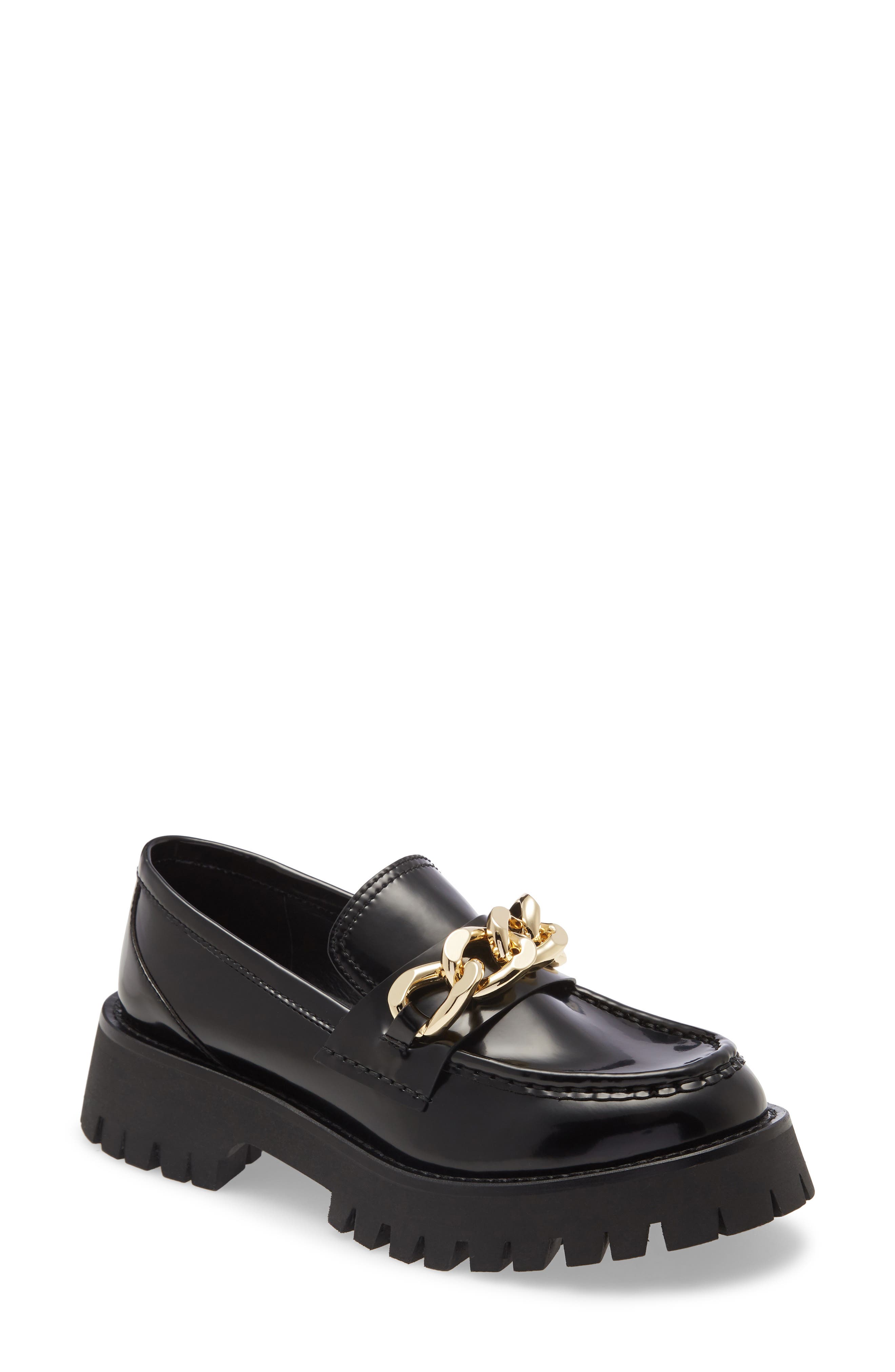 Recess Lug Sole Chain Loafers In Black 