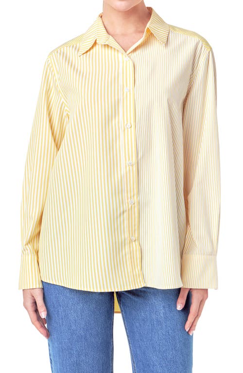 English Factory Stripe Colorbock Button-Up Shirt Yellow at Nordstrom,