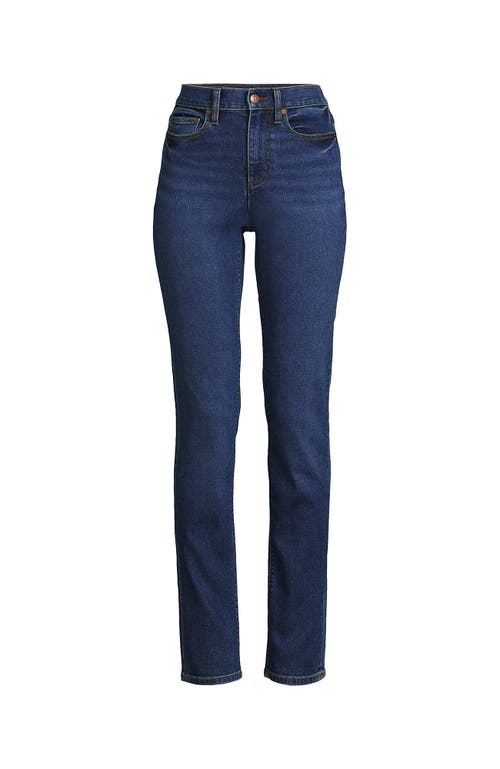 Shop Lands' End Recover High Rise Straight Leg Blue Jeans In Port Indigo