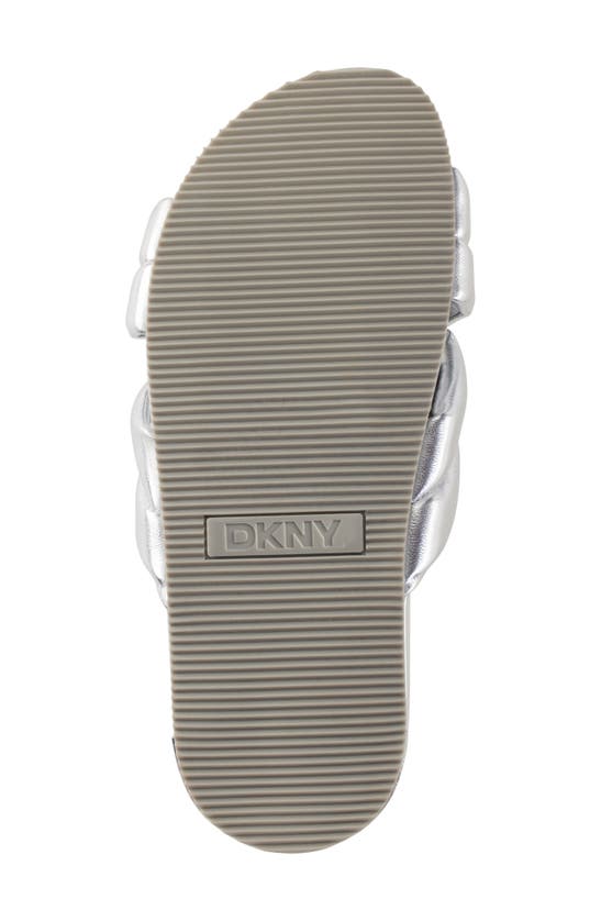 Shop Dkny Crisscross Strap Slide Sandal In Silver