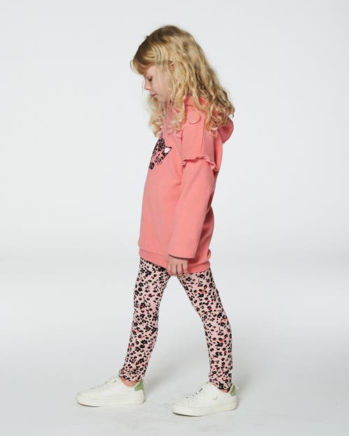 Shop Deux Par Deux Little Girl's Leggings Pink Printed Leopard Flowers In Animal Flowers Print