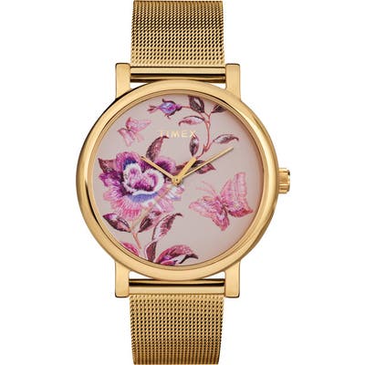 Timex Full Bloom Mesh Strap Watch,