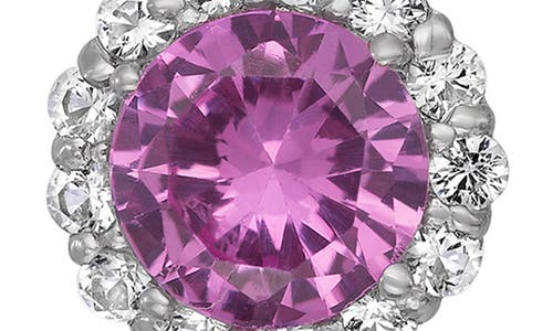 Fzn Sterling Silver Created Sapphire Drop Earrings In Pink Sapphire