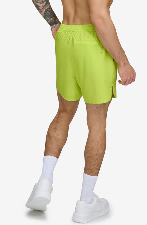 Dkny Stretch Ripstop Swim Trunks In Lime
