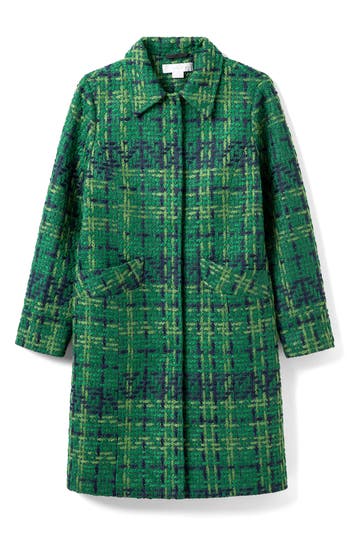 Noize Tweed Plaid Coat In Brown