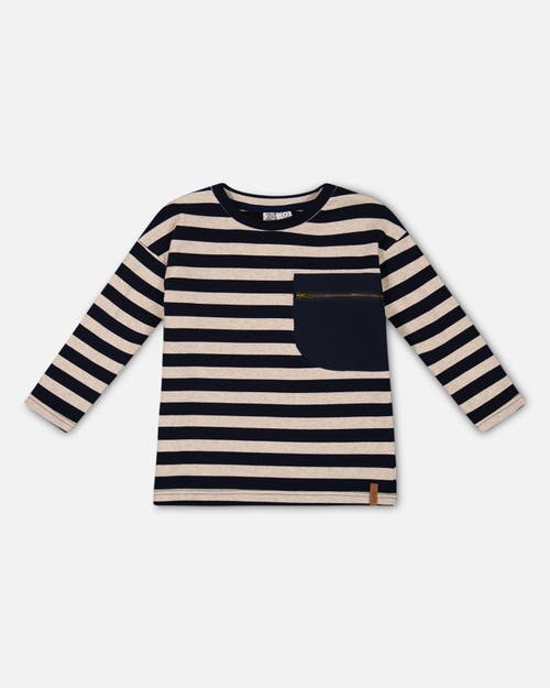 Shop Deux Par Deux Little Boy's Striped Rib T-shirt Navy In Peacoat