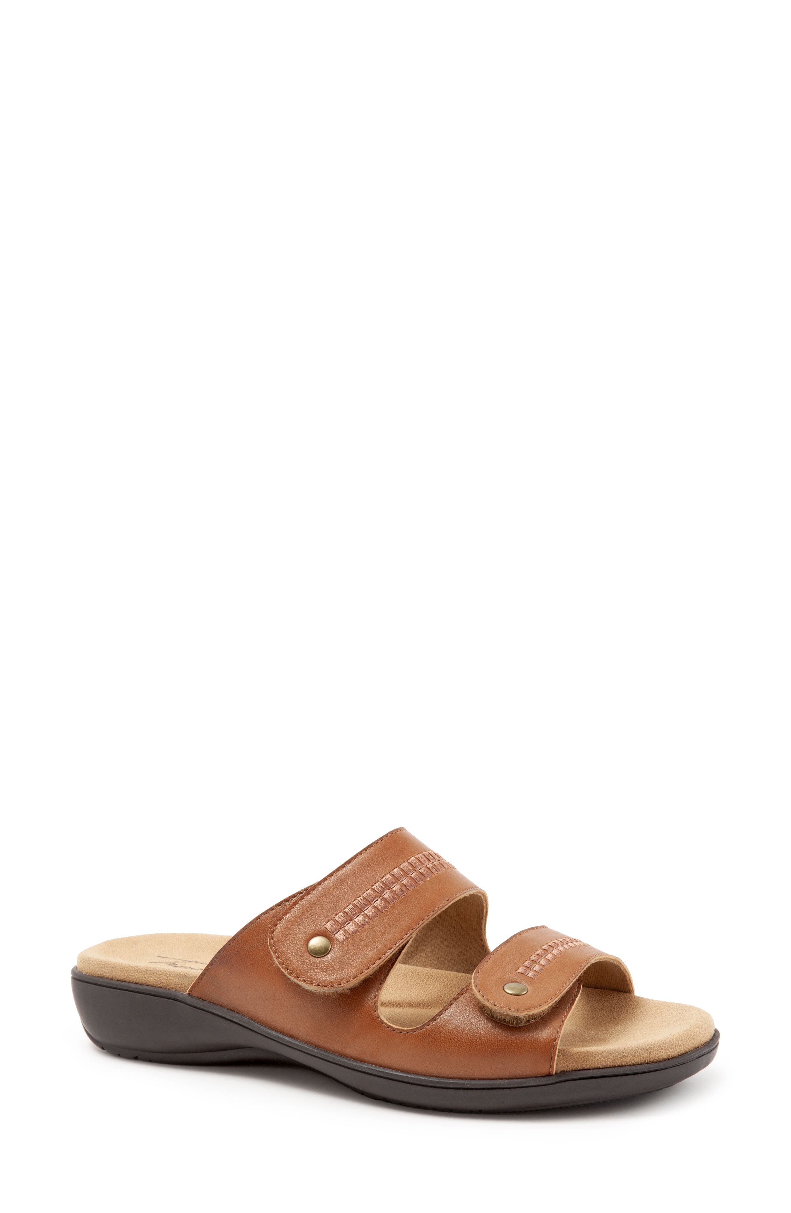 Trotters Vale Double Strap Slide Sandal- Brown