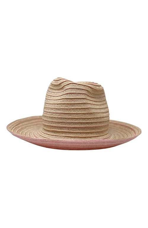 Frances Straw Fedora in Natural/Pink