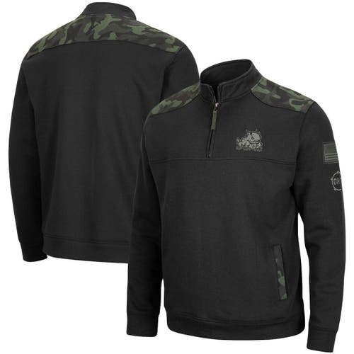 Men's Colosseum Black TCU Horned Frogs OHT Military Appreciation Commo Fleece Quarter-Zip Jacket