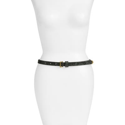 Allsaints Snake Embossed Leather Belt, Black