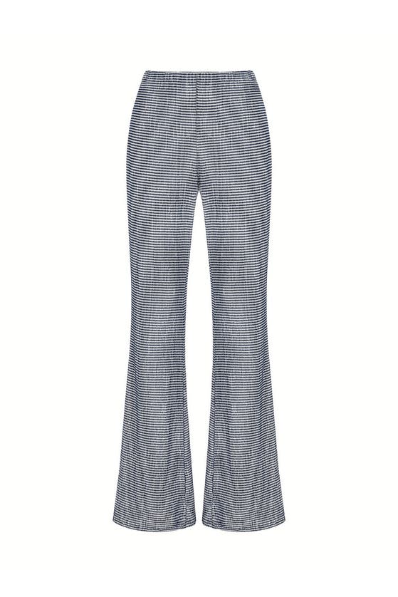 Shop Nocturne Striped Flared Pants In Grey