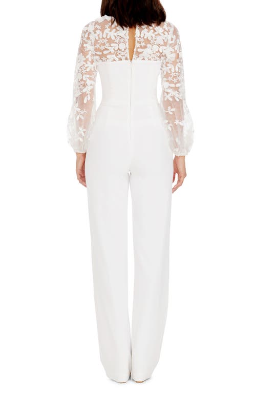 DRESS THE POPULATION DRESS THE POPULATION MILA LACE LONG SLEEVE JUMPSUIT 