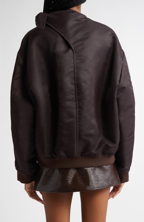 Courrèges Bow Collar Bomber Jacket In Chocolate