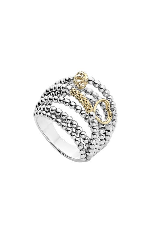 LAGOS 'Caviar Icon' Multi-Row Dome Ring in Silver/Gold at Nordstrom, Size 8