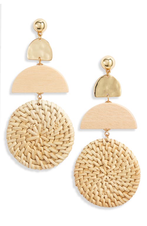 Ettika Raffia Drop Earrings In Light Brown/gold
