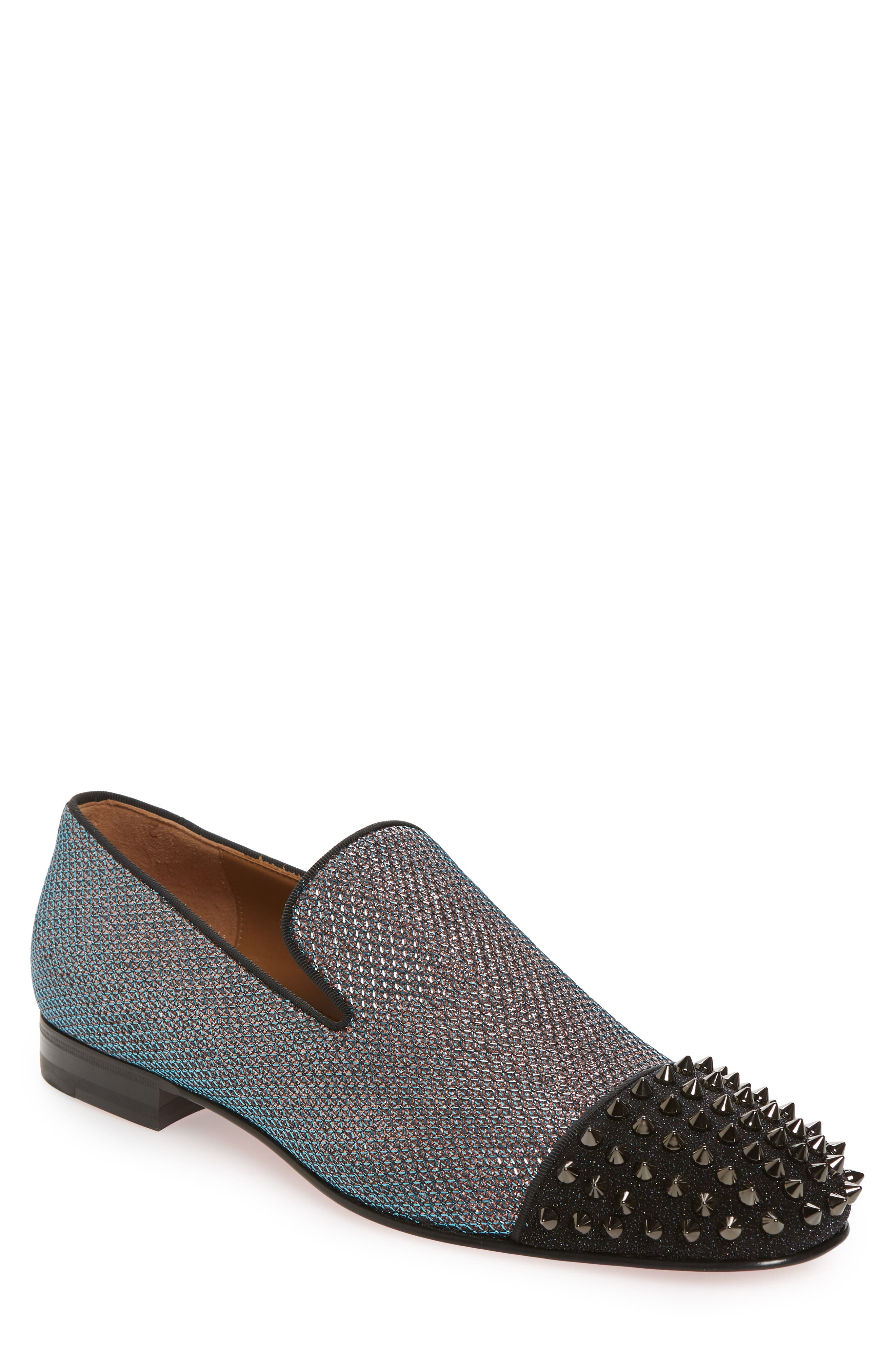 grey spiked loafers