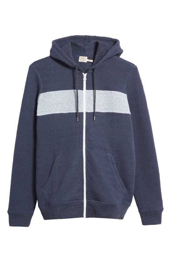 Shop Faherty Whitewater Cotton Blend Zip-up Hoodie In Blue Nights Surf