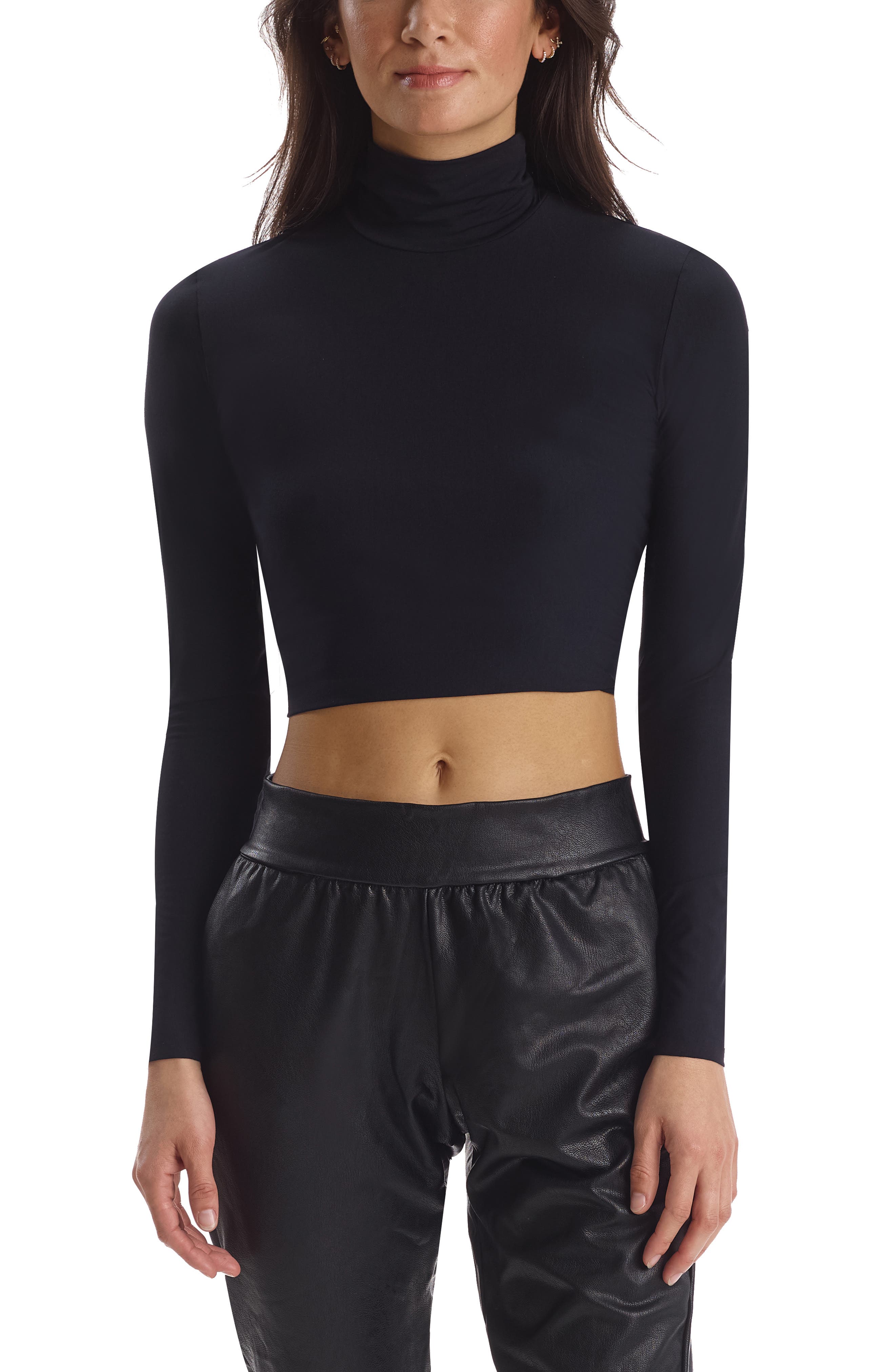 cropped black polo neck