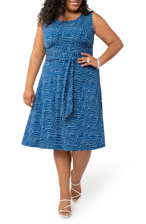 Leota Brittany Dot Print Sleeveless Fit & Flare Jersey Dress in Organic Dot Navy Peony