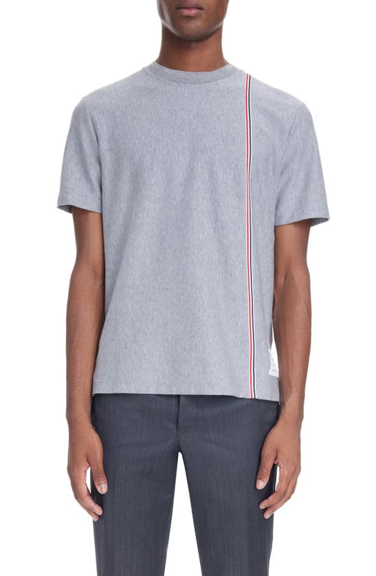 Thom Browne Grey Rwb Stripe-print Cotton T-shirt In Medium Grey