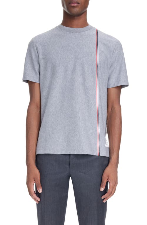 Thom Browne Stripe Cotton Jersey T-Shirt Medium Grey at Nordstrom,