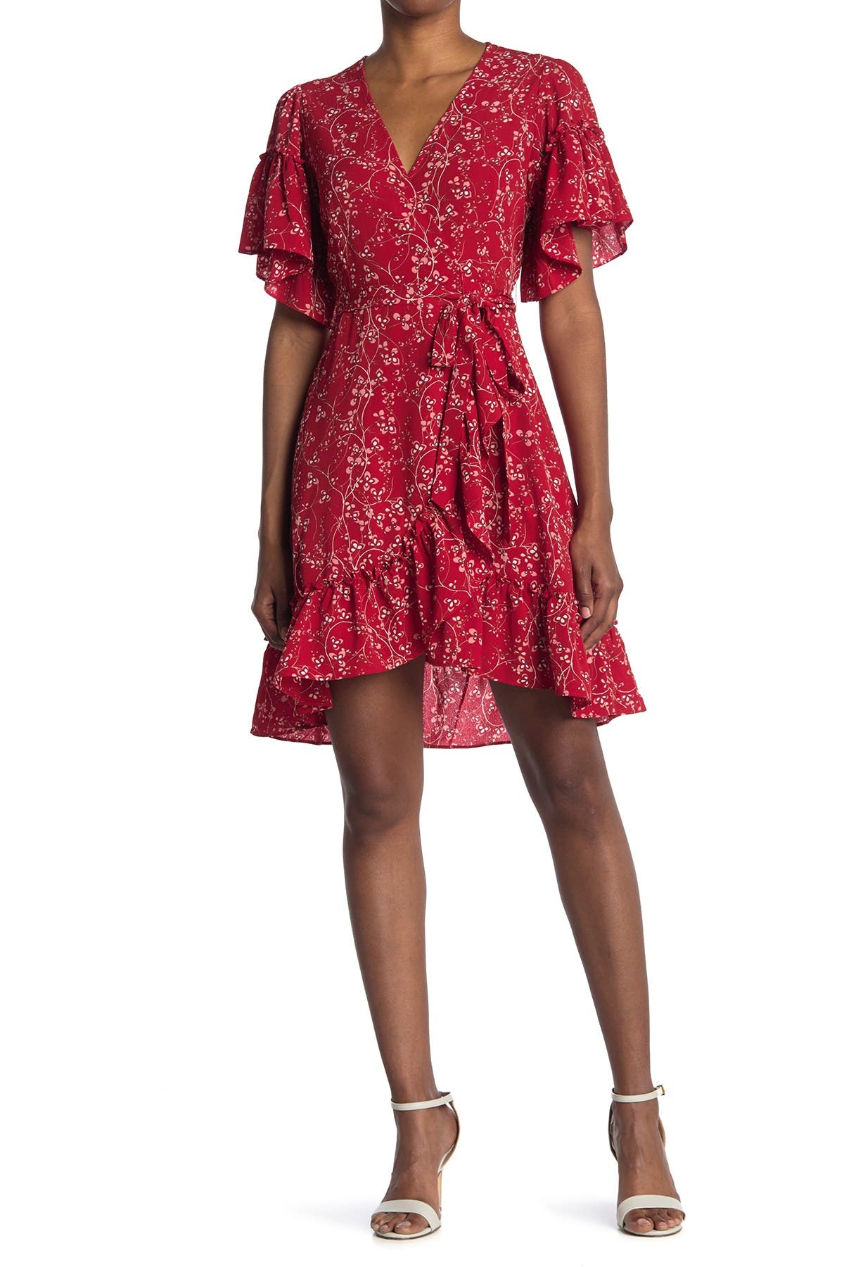 max studio red wrap dress