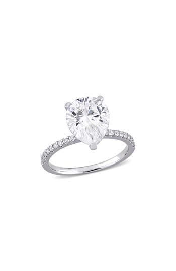 Delmar Pear Cut Lab-created Moissanite Ring In Silver
