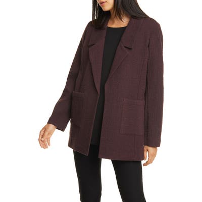 Eileen Fisher Notched Collar Textured Jacket, Purple