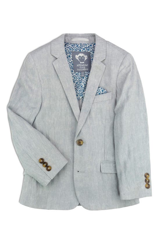 Appaman Kids' Linen & Cotton Blend Sport Coat In Grey Herringbone
