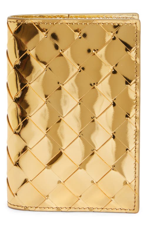 Bottega Veneta Intrecciato Metallic Leather Passport Case in Gold/Brass at Nordstrom