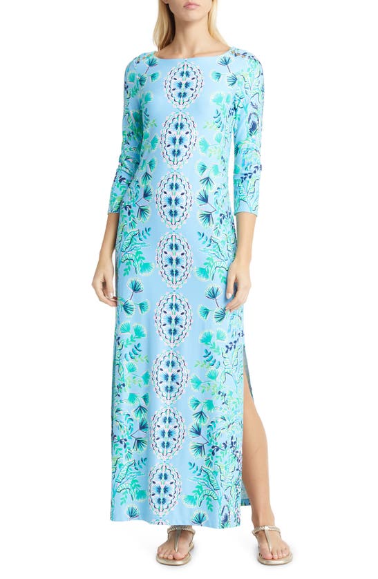 Lilly Pulitzer Seralina Floral Upf 50 Maxi Dress In Frenchie Blue Mosaic Shells