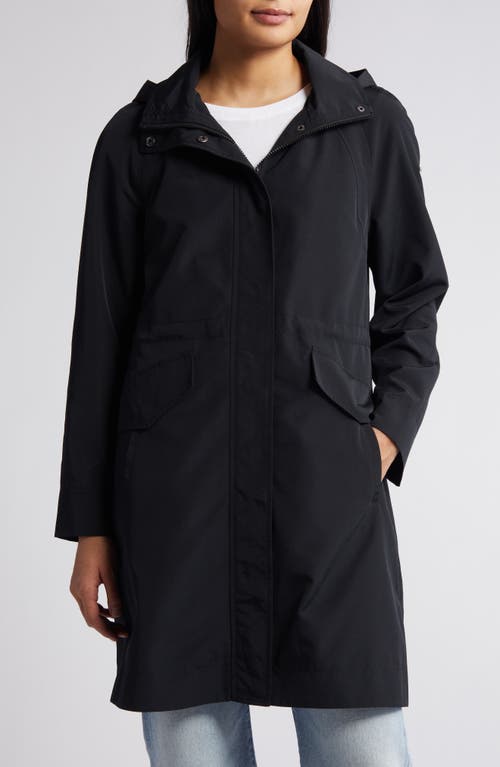 Water Resistant Hooded Coat in Black