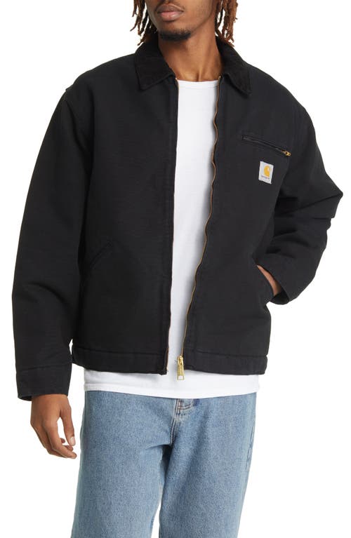 Carhartt Detroit Zip Organic Cotton Canvas Utility Jacket In Black/black