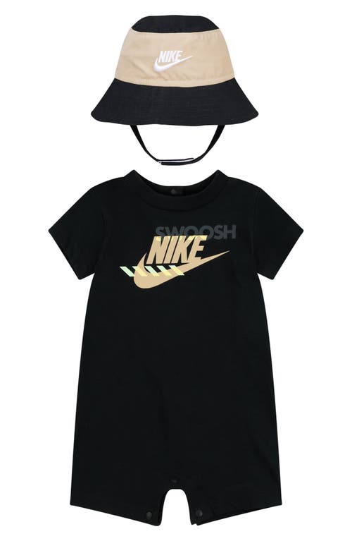 Shop Nike Sportswear Romper & Bucket Hat Set In Black