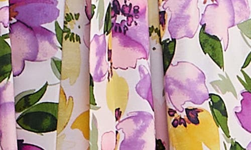 Shop Nina Leonard Floral Fit & Flare Dress In Purple/yellow Multi