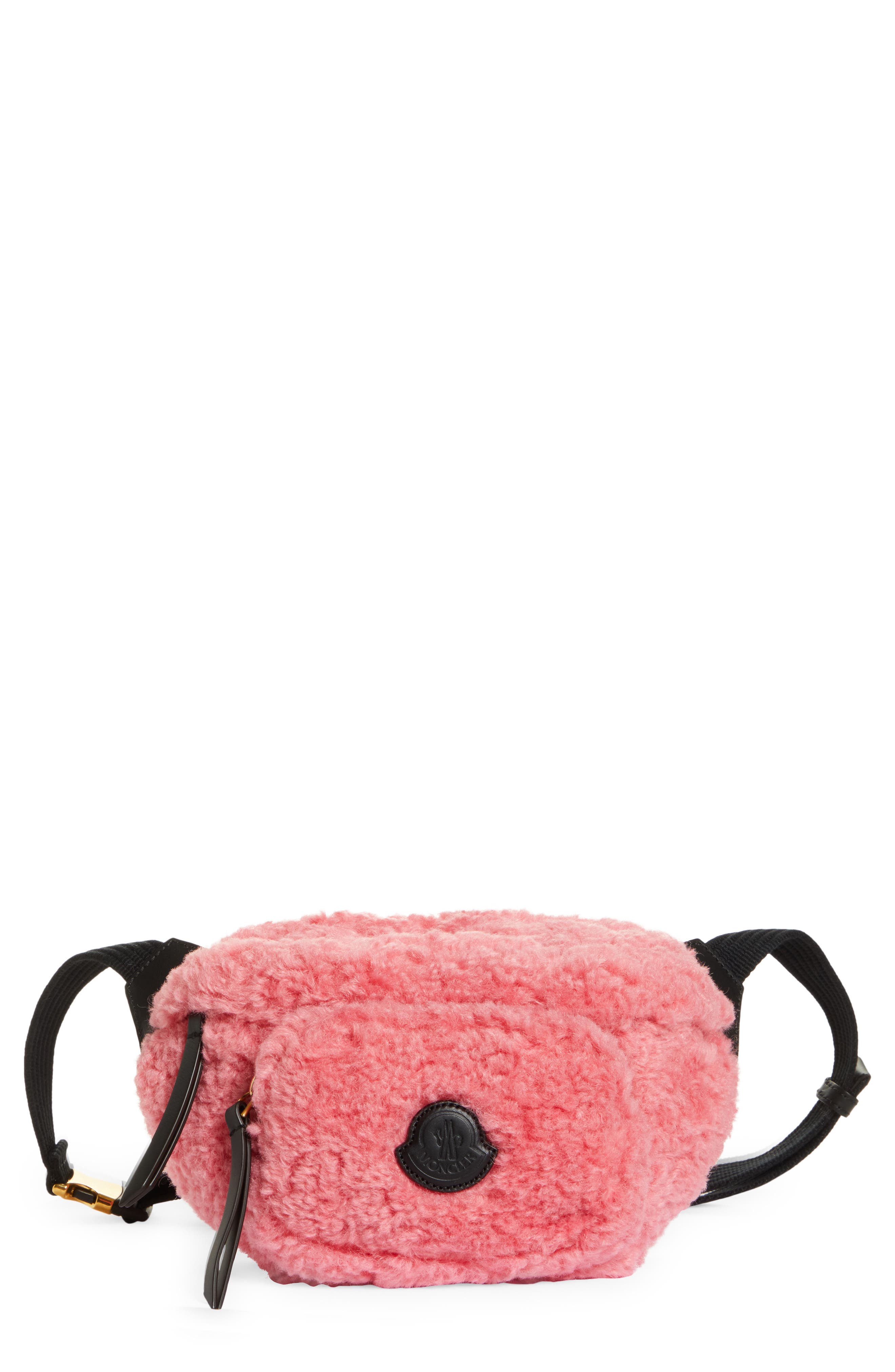 Moncler Felicie Faux Shearling Belt Bag in 50U Bright Pink at Nordstrom