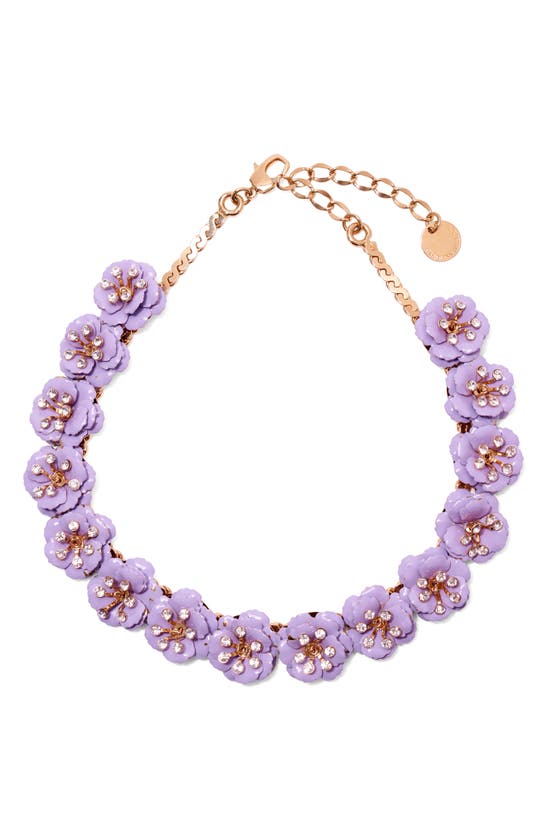 Carolina Herrera Crystal Embellished Flower Collar Necklace In Purple