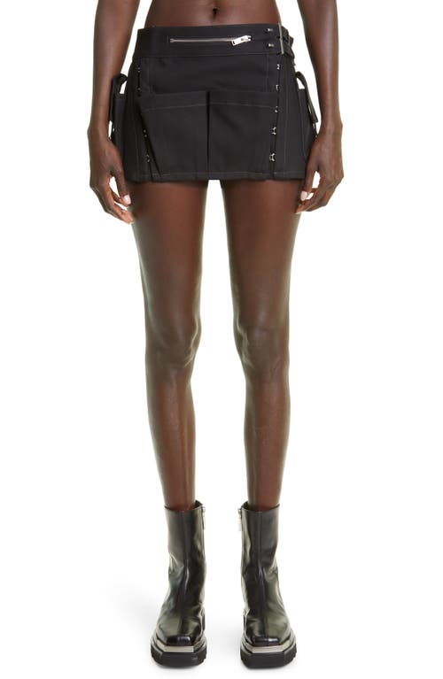 Dion Lee Hook & Eye Belted Cotton Twill Miniskirt in Black