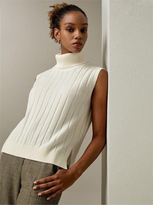 Shop Lilysilk Turtleneck Sleeveless Cashmere Vest In White