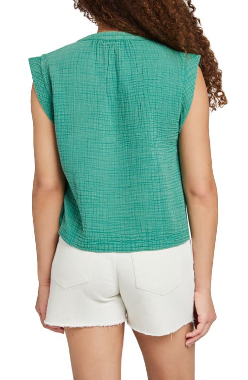 Faherty Dylan Split Neck Top In Bottle Green