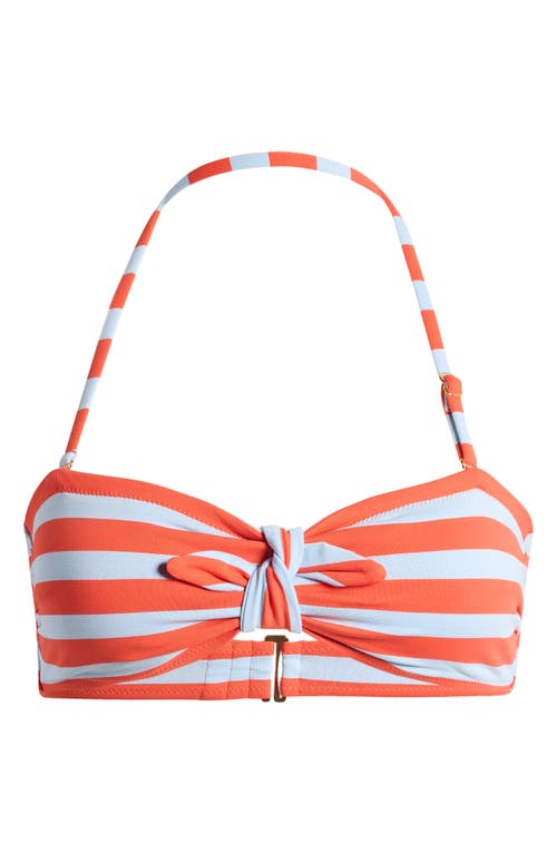 Shop Lemlem Ava Tie Front Bandeau Bikini Top In Chireti Tangerine