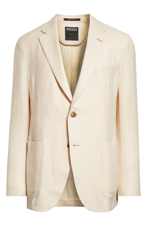 ZEGNA Couture Cashmere, Silk & Linen Sport Coat in Light Beige 