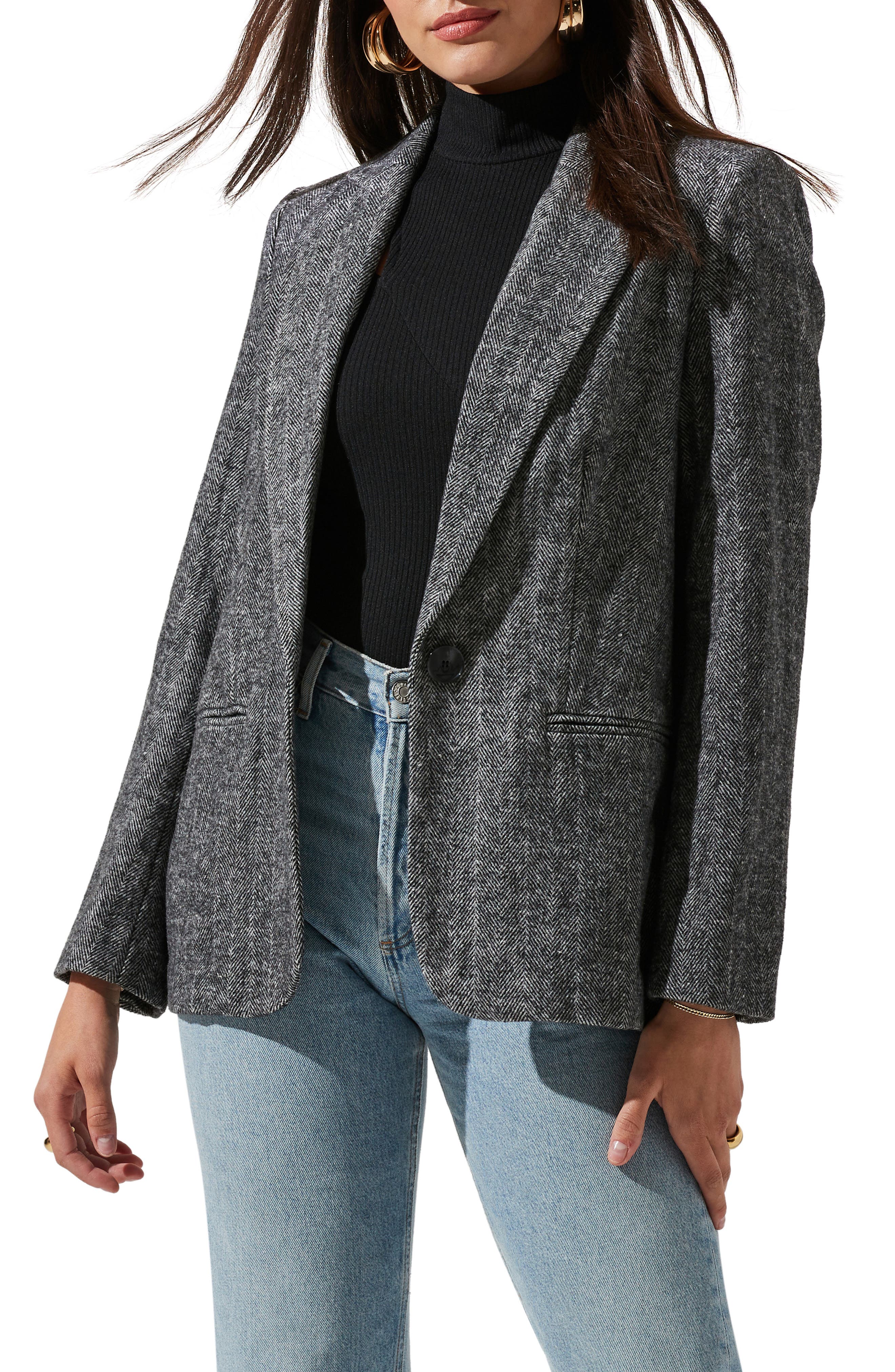 womens grey wool blazer