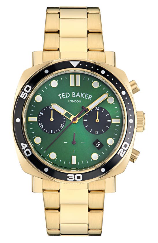 Shop Ted Baker Tb Bracelet Strap Chronograph Watch In Goldone