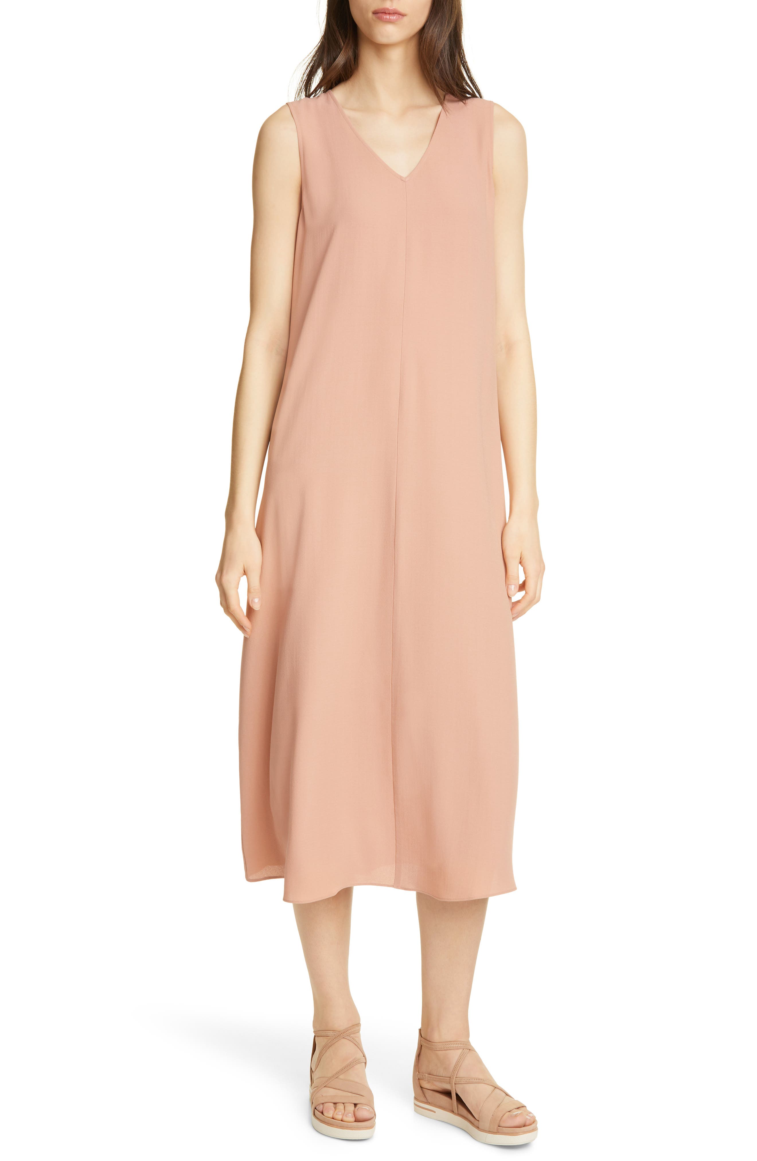 Eileen Fisher Silk Shift Dress, Beige