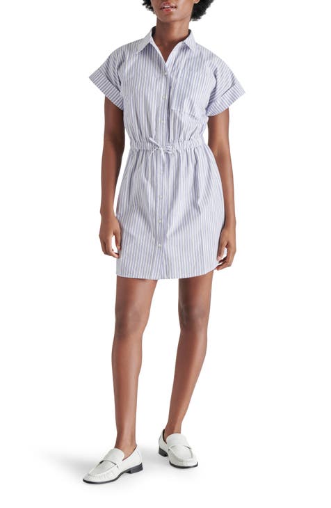 Stripe Cotton Mini Shirtdress