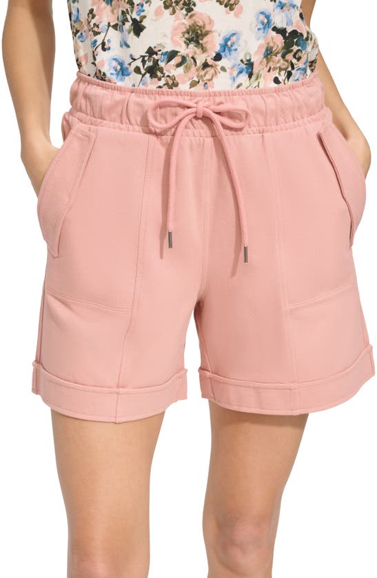 Shop Andrew Marc Twill Utility Pull-on Shorts In Rose
